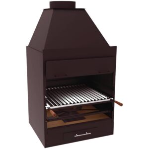 FM Barbecue BBQ BF-60 avec hotte – 60 cm – Charbon et bois