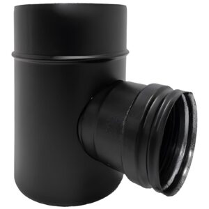 BOFILL CONC BLACK Té court piquage femelle Ø80 T80CFDINM noir mat pour sortie chaudière – Ø080/125 à Ø150/200