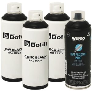 BOFILL SPRAY Aérosol 400 ml noir (RAL 8022, RAL 9004, Haute Température) pour retouche DW BLACK