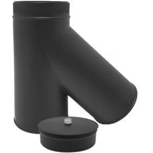 BOFILL DW BLACK Té 45°F + tampon purge double paroi isolé TTDPIP45 noir – Ø80/140 à Ø300/360