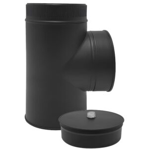 BOFILL DW BLACK Té 90°F + tampon purge double paroi isolé TTDPIP90 noir – Ø80/140 à Ø300/360