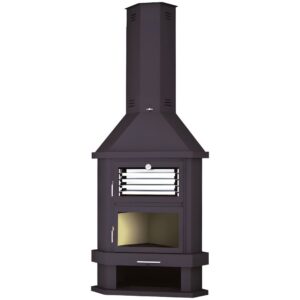 FM Cheminée métallique d’angle avec four inox C-200 RH – 13,8kW – Porte en fonte