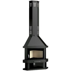 FM Cheminée métallique d’angle C-200 RK – 13,8kW – Porte en fonte