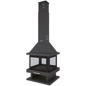 FM Cheminée métallique 3 faces C-204 K – 13,8kW – Porte en fonte